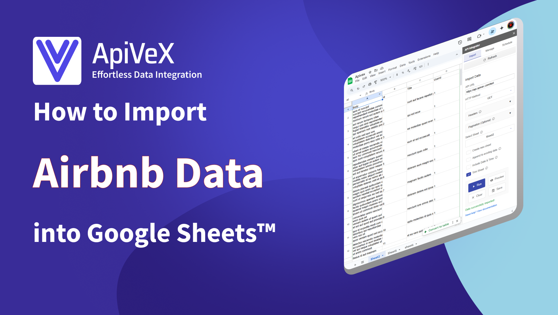 Import Airbnb Data into Google Sheets with APIVex